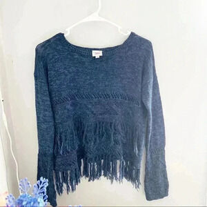 Justice Blue Sparkle Fringe Sweater, size 16
